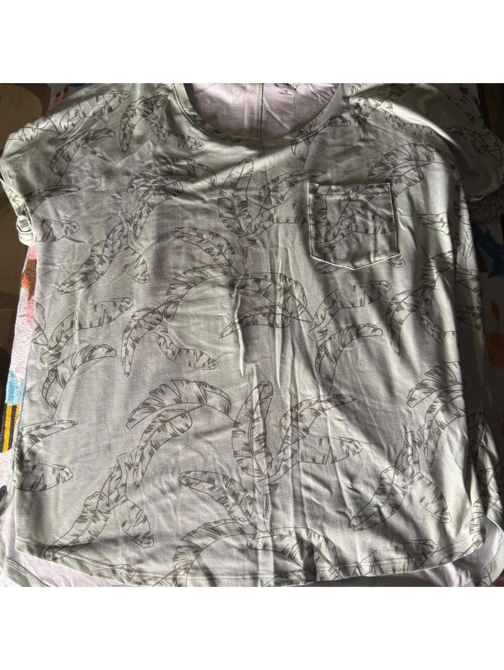 Wonderly Light Blue Leaf Print T-Shirt
